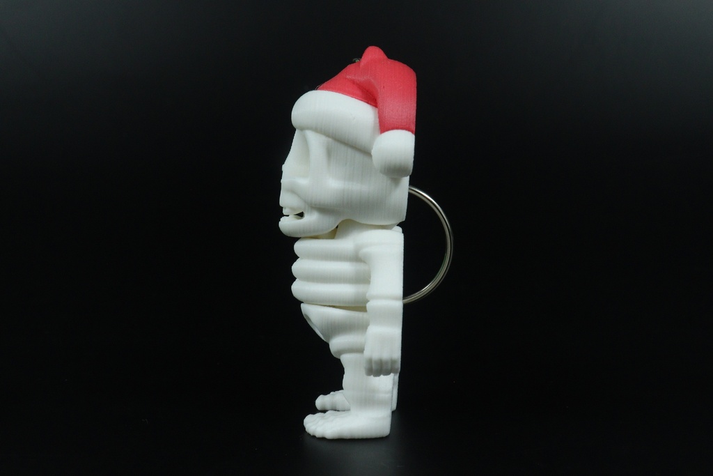 Santa Hat Skeleton Keychain