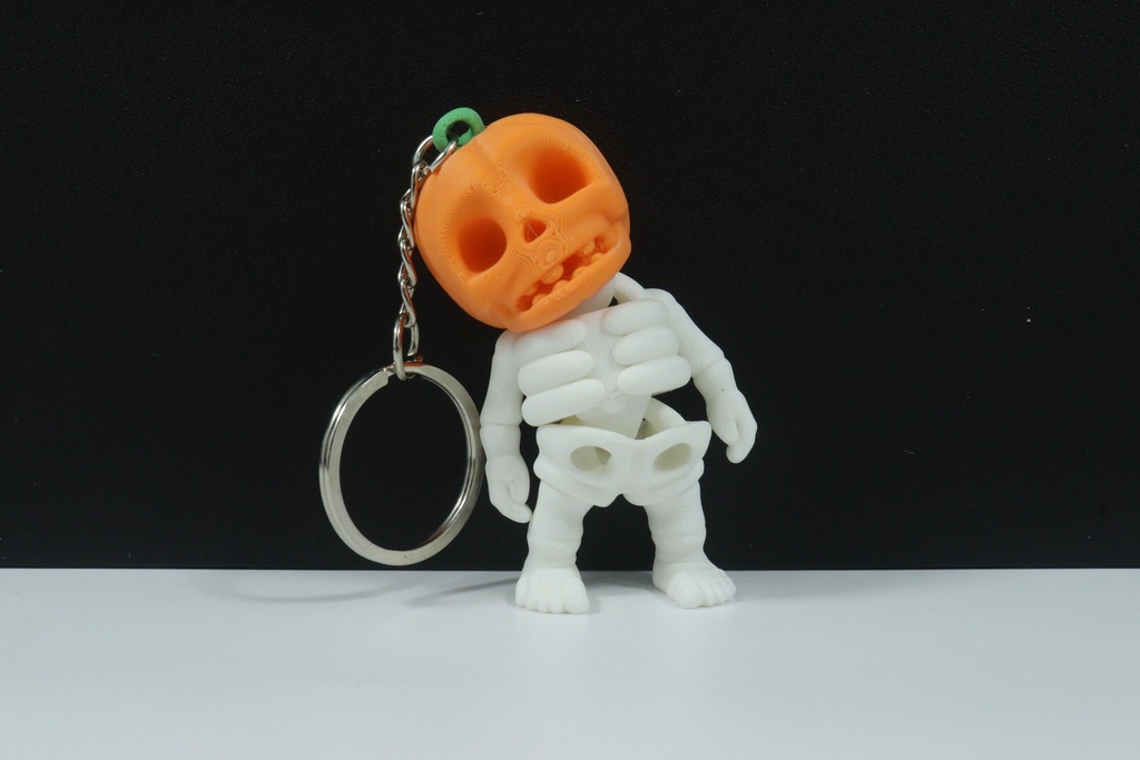 Pumpkin Head Skeleton Keychain